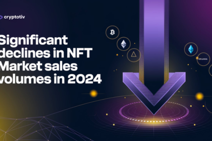 NFT market sales volume decline 2024 with digital asset imagery