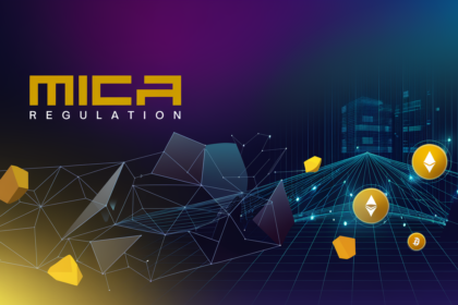 EU MiCA regulation overview visual with futuristic network and crypto compliance elements