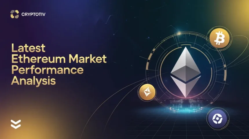 Futuristic Ethereum market analysis image with Ethereum logo and cryptocurrency logos