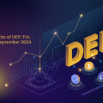 Market Effects of DeFi TVL Decline in September 2024 with a futuristic digital theme, showcasing a declining graph and decentralized network elements