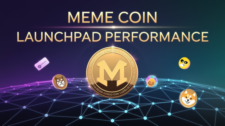 Futuristic image representing meme coin launchpad performance with a focus on 2024 market growth