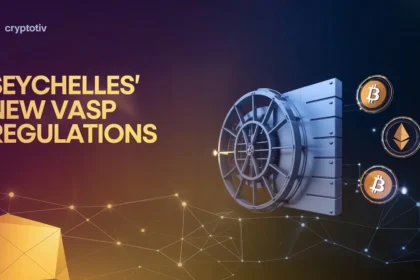 A digital vault symbolizing the strength of Seychelles' new VASP regulations, ensuring compliance and transparency in the crypto market