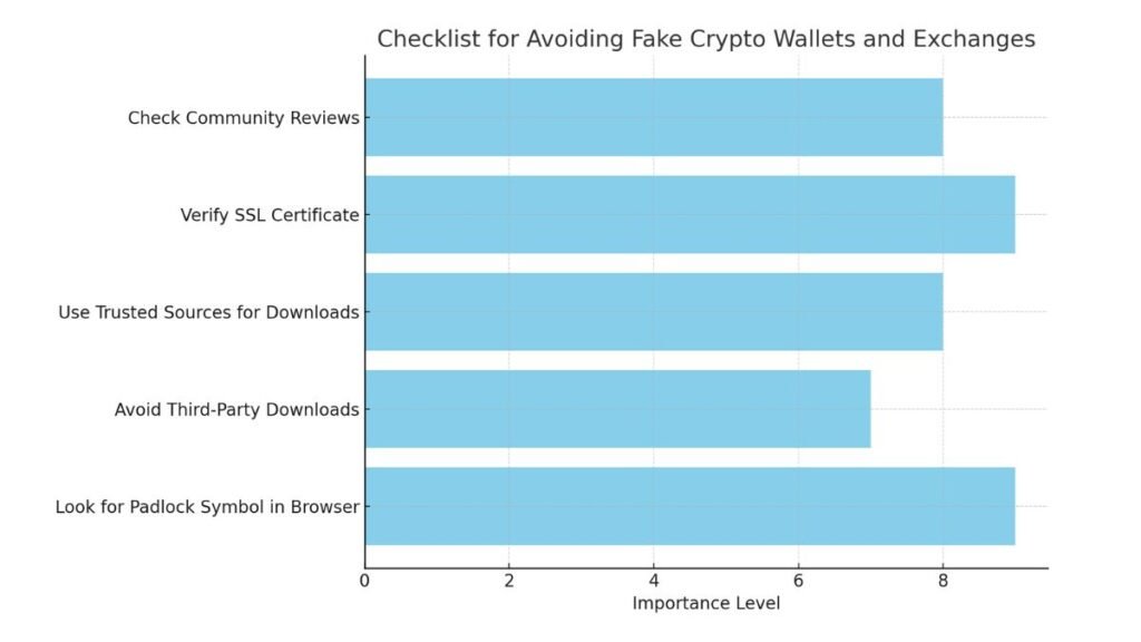 Bar chart showing methods to avoid fake crypto wallets