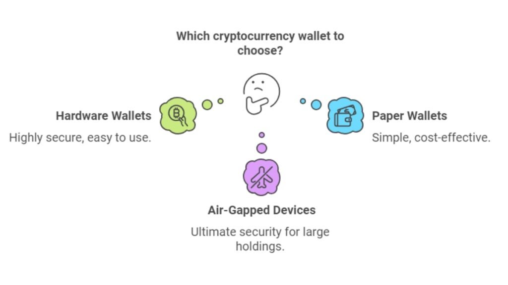 Comparison of cryptocurrency wallets: hardware, paper, air-gapped