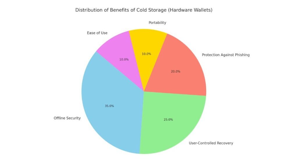 Pie chart showing benefits of cold storage wallets