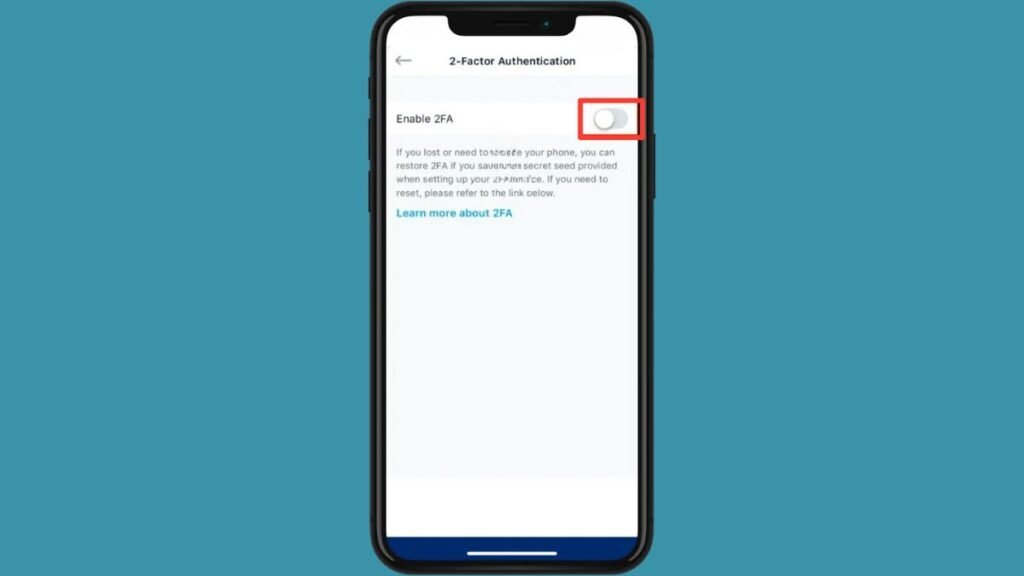 A smartphone screen displaying the 2-Factor Authentication (2FA) settings