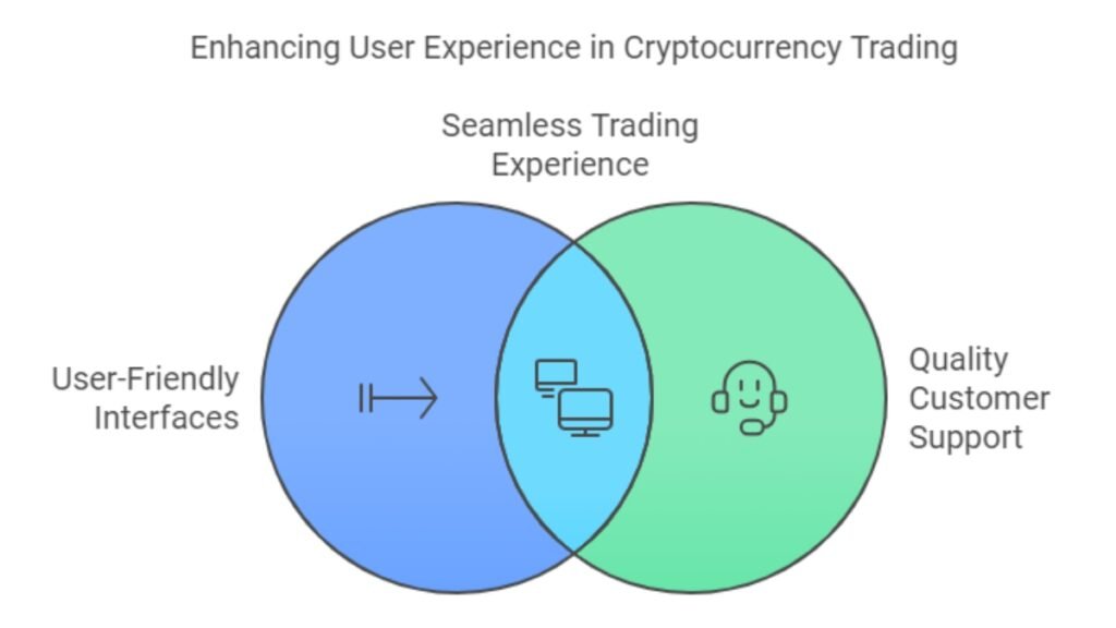 Venn diagram depicting elements of enhanced user experience in cryptocurrency trading