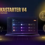 Polkastarter V4 platform features futuristic dashboard showcasing user profiles, missions, and multichain support.