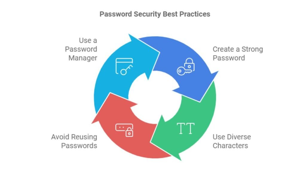 Circular diagram with password security best practices