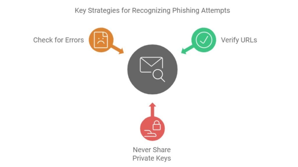 Diagram illustrating key strategies for recognizing phishing attempts